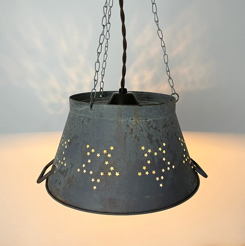 Vintage Weathered Galvanized Metal Chandelier Light Fixture - Rustic Farmhouse Ceiling Lighting for Dining Room, Kitchen, or Bedroom