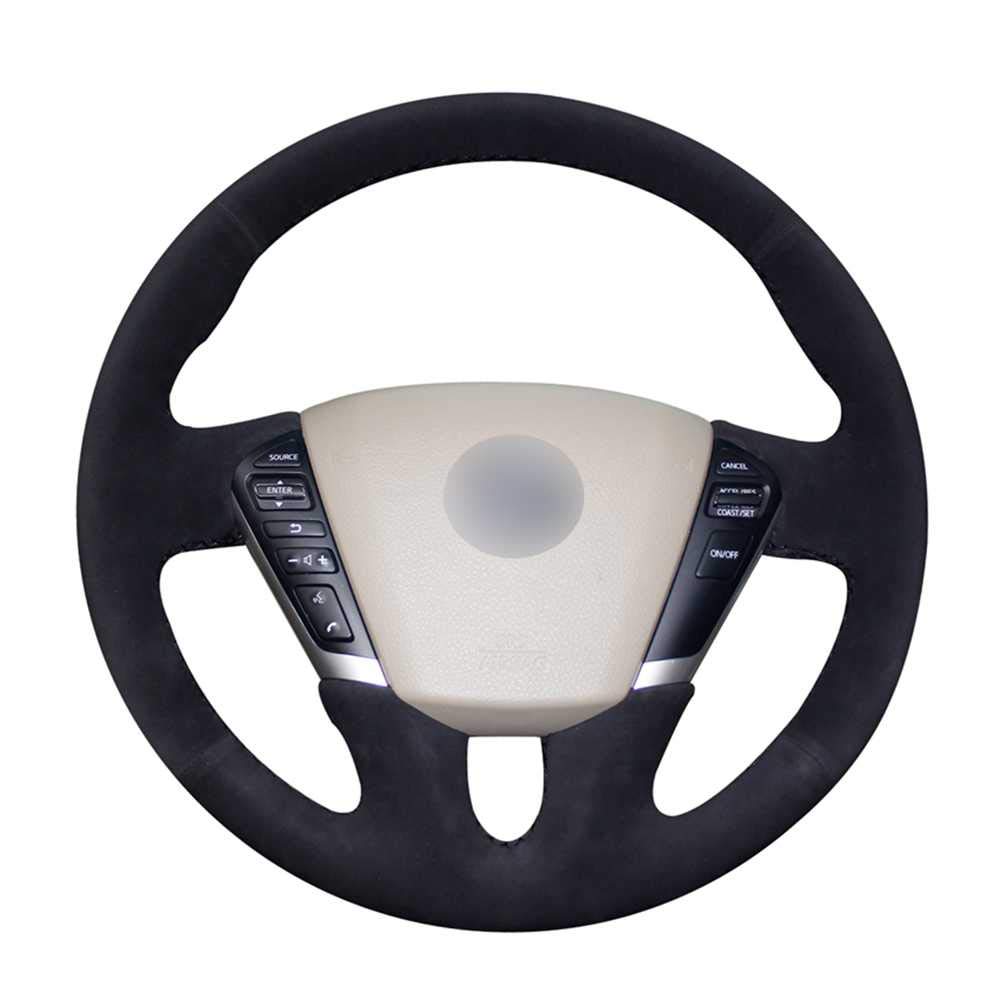 Premium BUQDA Hand-Stitched Suede Steering Wheel Cover for Nissan Teana Murano Z51 Elgrand Quest (2008-2020) - Non-Slip Grip, Luxury Upgrade & Enhanced Driving Comfort | Perfect for Daily Commute, Road Trips & Cold Weather Protection
