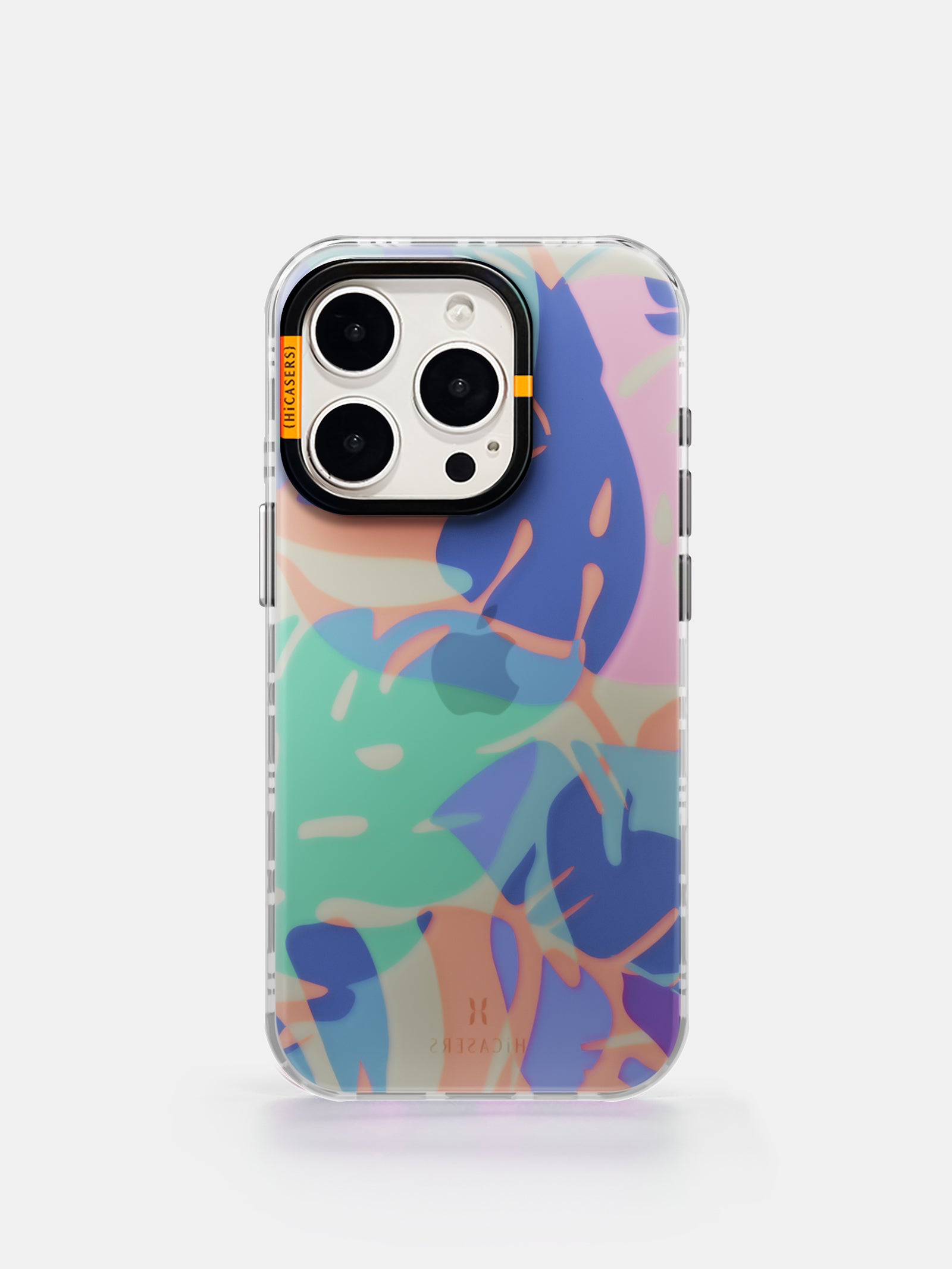 Tropical Leaf Pattern Iridescent Phone Case - Beige | Waterproof & Shockproof Protective Cover for iPhone & Samsung | Perfect for Beach, Vacation & Outdoor Adventures