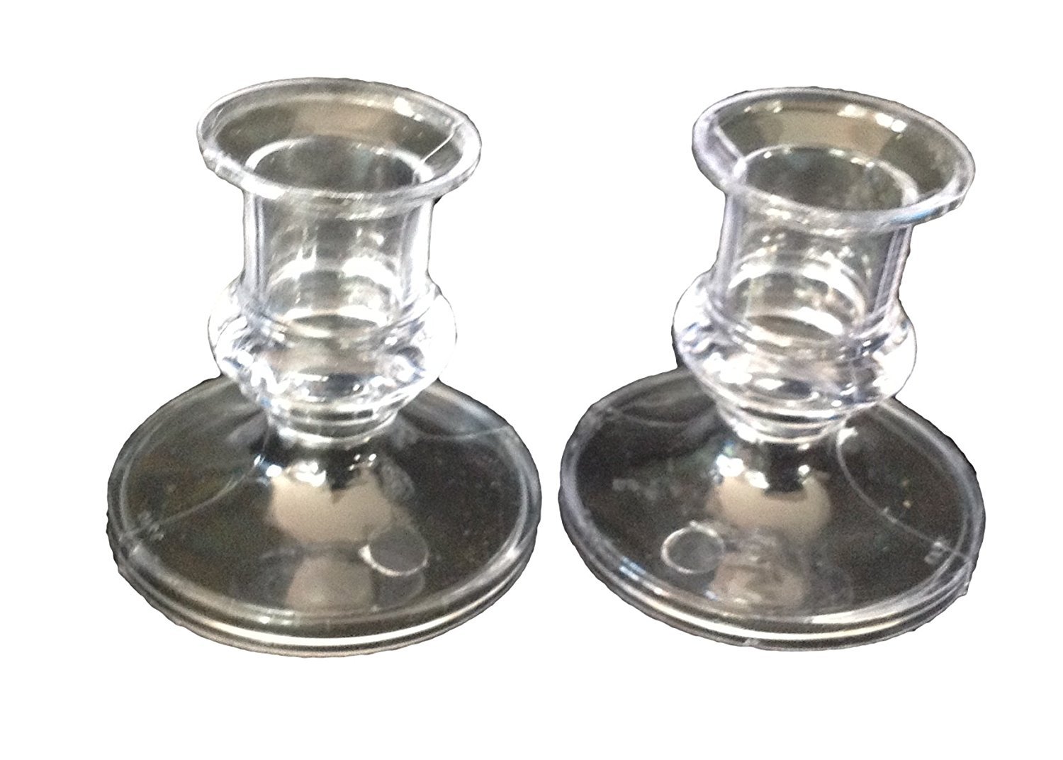12 Pack Clear Acrylic Candle Holders for Taper Candles - Round Base - Perfect for Weddings, Parties & Home Decor