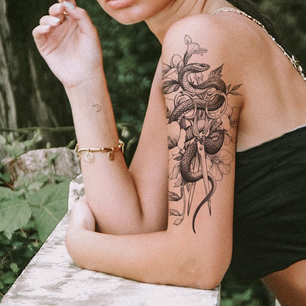 Waterproof Fake Tattoos - 8 Sheets Temporary Body Art with Dragon, Snake, Cross & Rose Designs for Arms & Legs | Perfect for Halloween, Cosplay & Festival Costumes