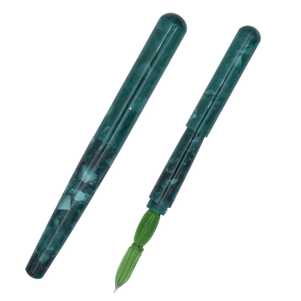 Premium Glass Dip Pen for Calligraphy & Business Signatures - Portable Travel-Sized Resin Nib Pen with Elegant Green Design - Perfect for Artists, Writers & Professionals (Ideal for Journaling, Gift Giving & Office Use)