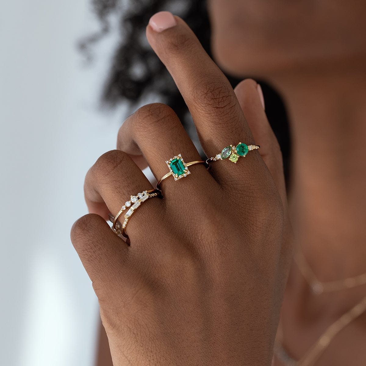 Green Ocean Starry Cluster Ring - Elegant Blue Gemstone Jewelry for Women, Perfect for Parties, Weddings & Date Nights