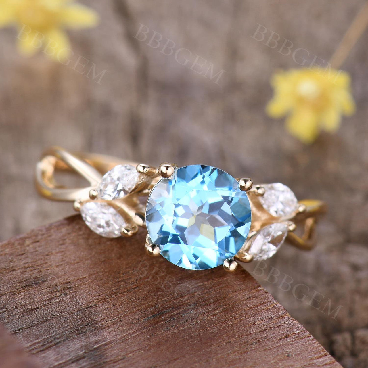 1.75 Carat Round Cut Blue Topaz Engagement Ring in 14K White Gold - Elegant Wedding, Proposal & Anniversary Jewelry Gift for Her