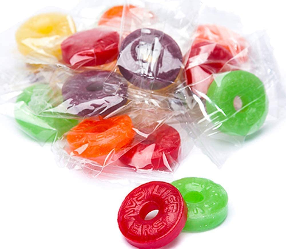 Smiling Sweets Life Savers Hard Candy - 5 Assorted Flavors (Cherry, Watermelon, Orange, Pineapple, Raspberry) - 2 lb Bulk Bag - Individually Wrapped Candies - Perfect for Pantry Stocking, Party Favors, Office Snacks & Holiday Treats