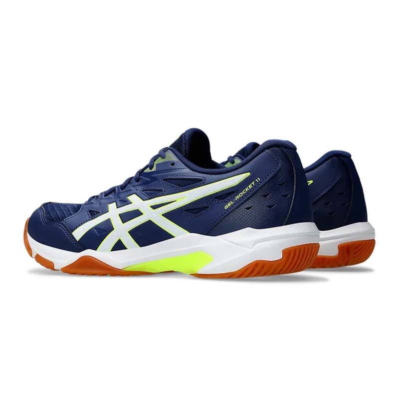 ASICS Gel Rocket 11 Men's Squash Shoes - Blue Expanse/Safety Yellow - Lightweight Court Shoes for Indoor Sports, Badminton & Squash Games