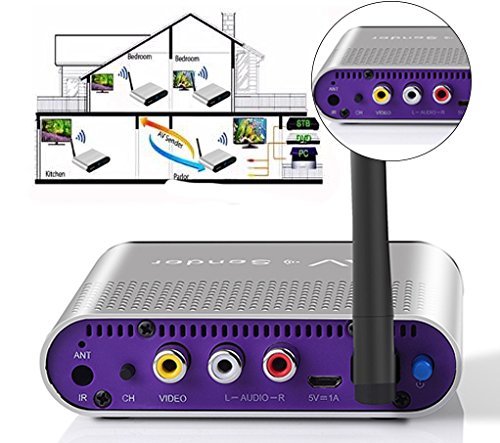 Wireless AV Transmitter and Receiver Kit - Measy AV530 HD Video Audio Transmitter & Receiver for TV, Monitor, Camera (300m/1000ft Range, RCA Extender, Silver) - Perfect for Home Theater, Surveillance Systems, and Presentations