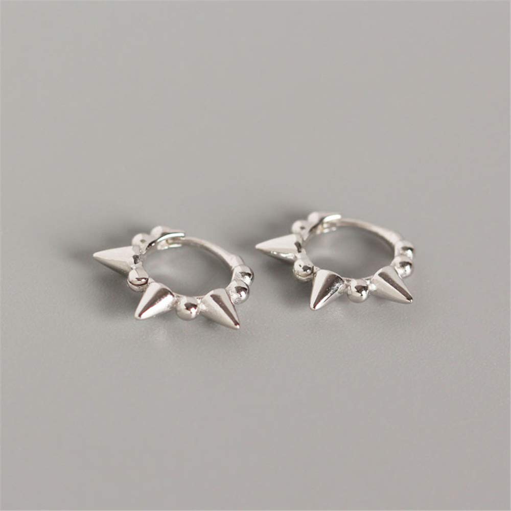 Punk Ball Bead Spikes Stud Small Hoop Earrings for Women & Teens - 925 Sterling Silver Mini Dot Charms Huggie Hoops Cuff Cartilage Stud Tragus Helix Wrap Earrings - Rock Fashion Jewelry for Daily Wear, Parties & Gifts