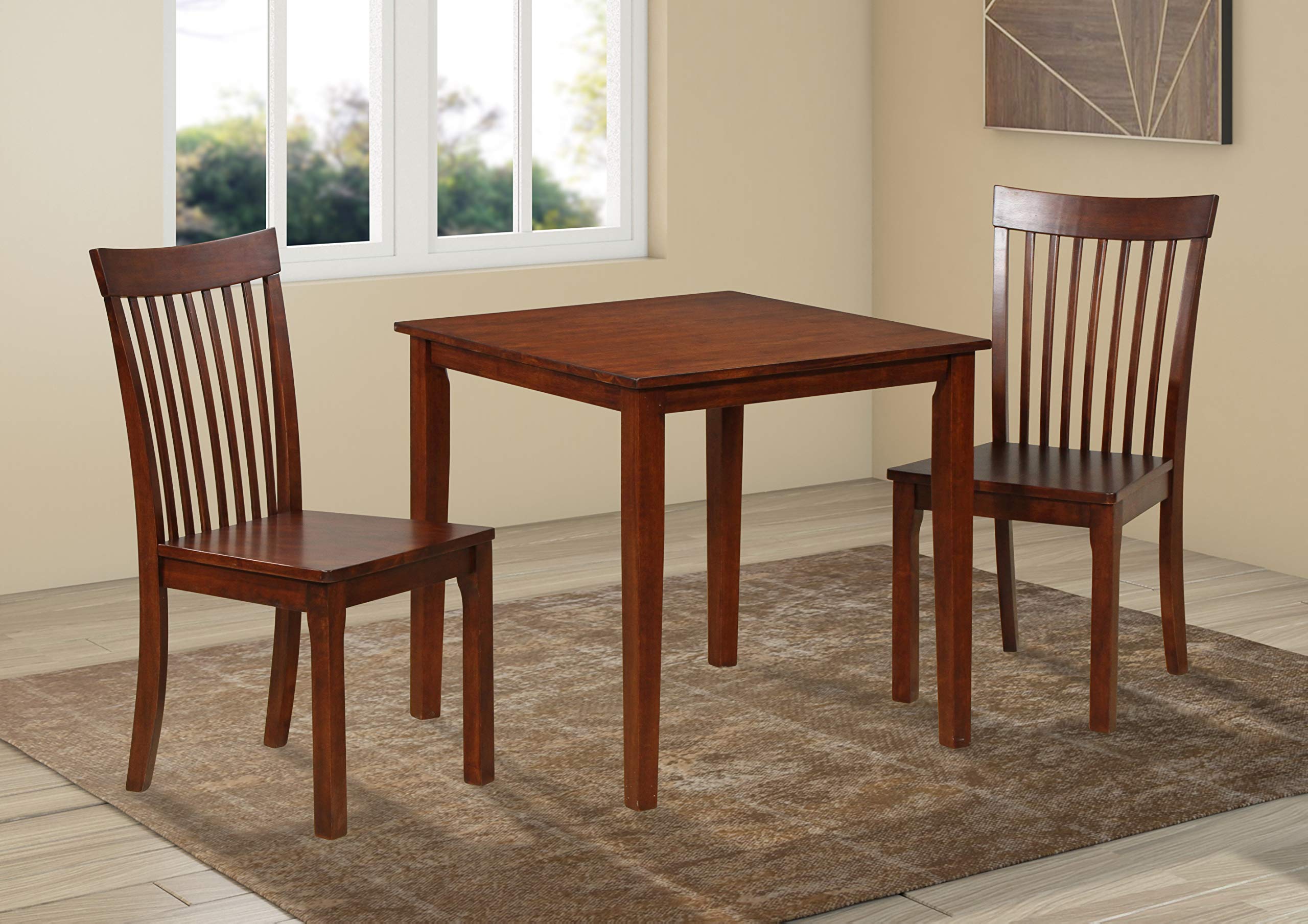 Kings Brand Furniture - Kurmer 3-Piece Wooden Kitchen Dining Set with Table & 2 Chairs in Cappuccino Finish | Perfect for Small Spaces, Breakfast Nooks & Cozy Dining Areas