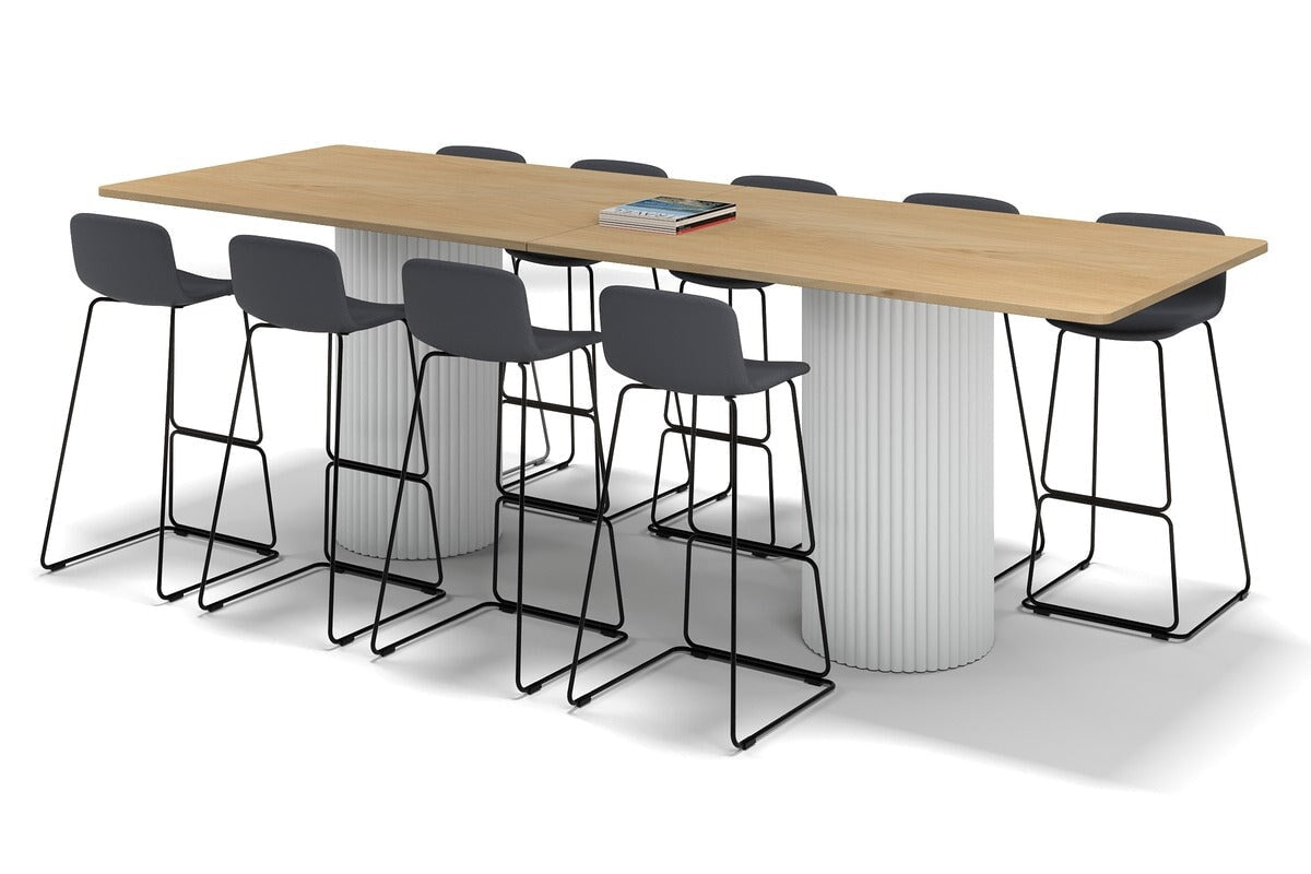 Baobab Circular Base Rectangle Counter Table with Rounded Corners - 3200L x 1100W - Perfect for Kitchen Islands, Dining Areas & Modern Office Spaces