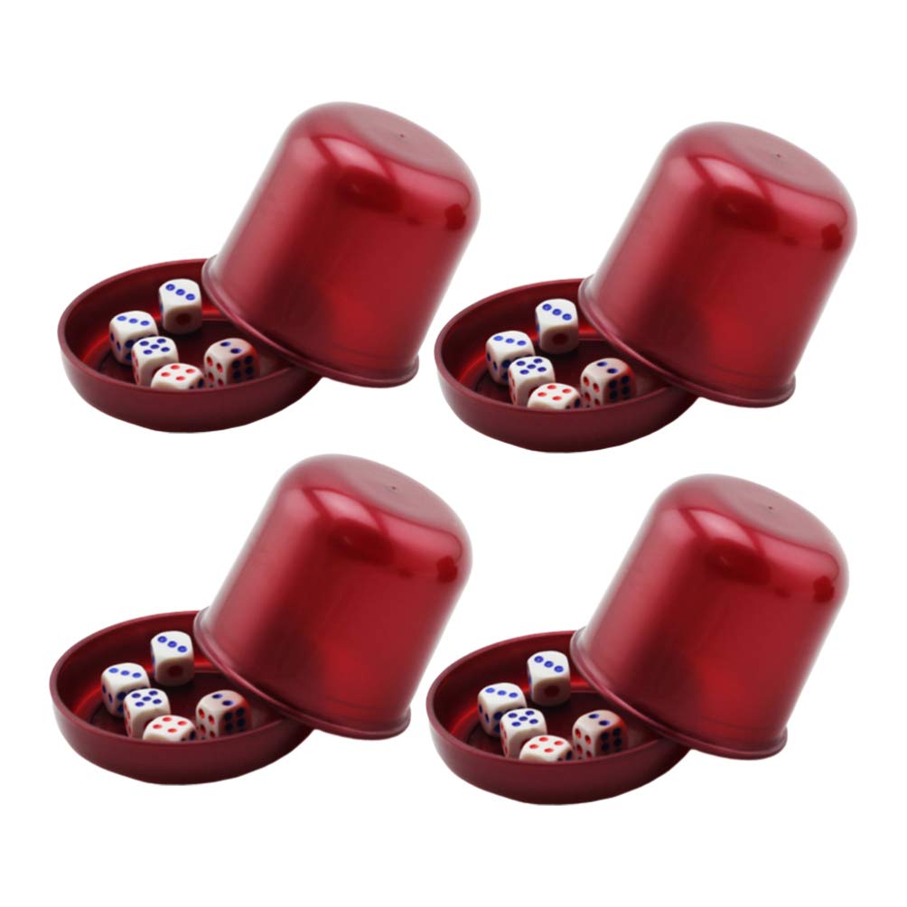NUOBESTY Professional Plastic Dice Cup Set with 5 Dot Dices - Perfect for Liar's Dice, Yahtzee, Farkle, Bar & KTV Games - Anti-Cheating Design (Black) - Great for Family Game Nights, Parties & Casino-Style Entertainment
