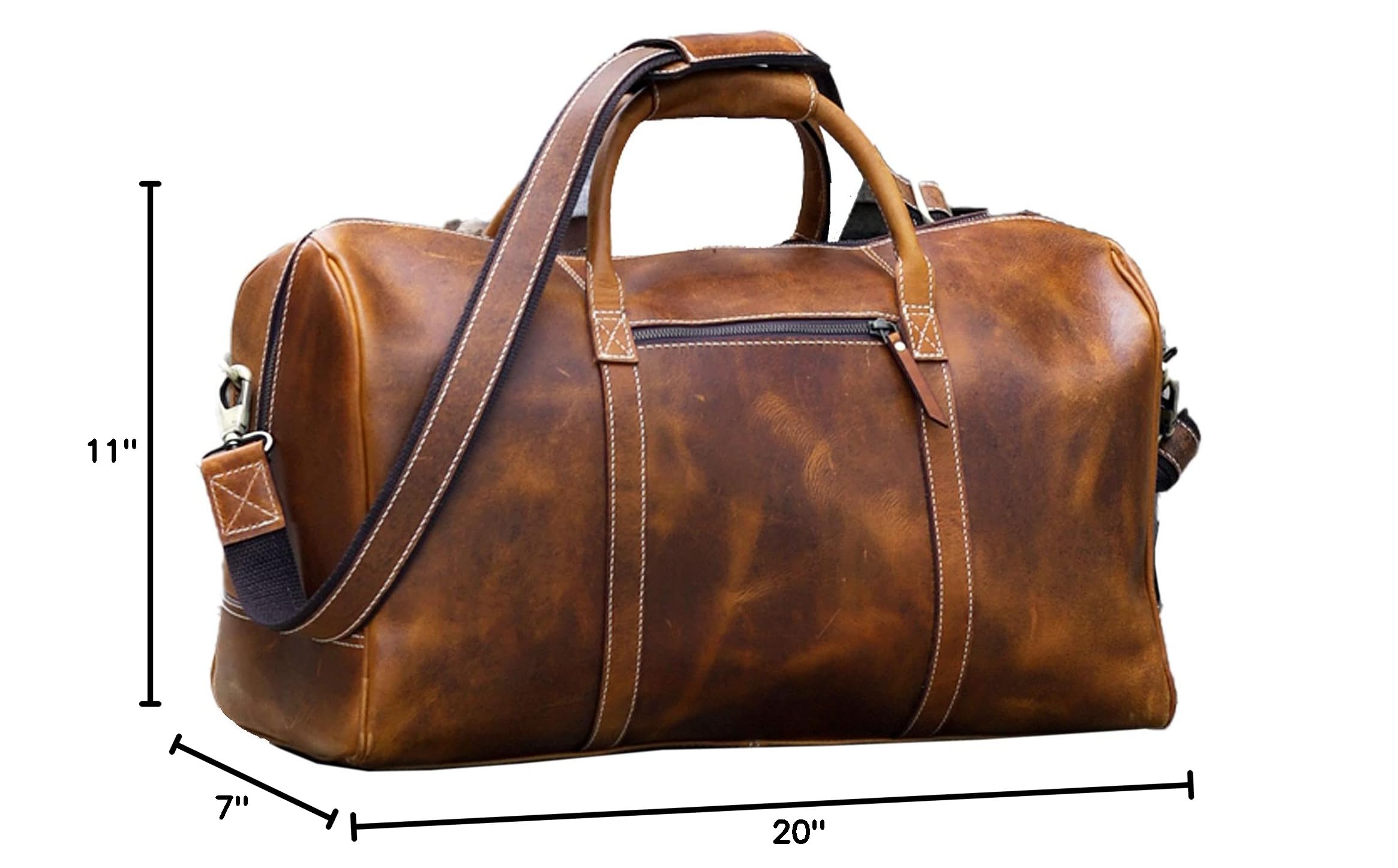 Premium Full Grain Leather Duffel Bag for Men & Women - 20 Inch Tan Travel Overnight Weekender Gym Sports Bag - Perfect for Business Trips, Gym Workouts & Weekend Getaways