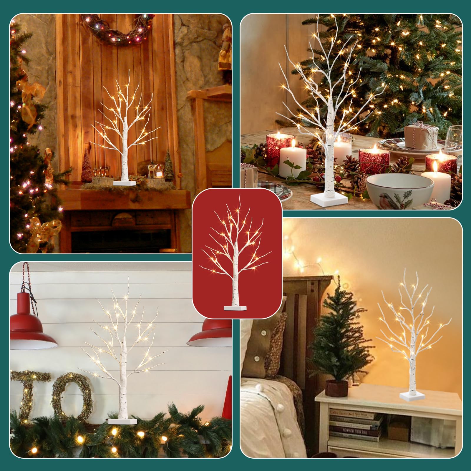 2FT LED Birch Tree with 24 Warm White Lights - Battery Powered Tabletop Centerpiece for Home, Office, Bedroom Decor - Perfect for Wedding, Easter & Holiday Decorations - Creates Cozy Ambiance for Romantic Dinners & Relaxing Evenings