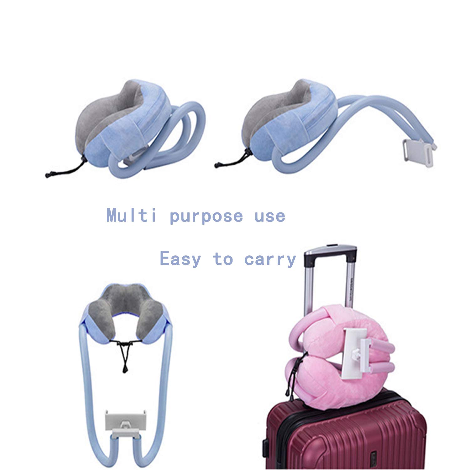 AIMI Neck Pillow Phone Holder - Adjustable & Ergonomic Stand for Smartphones & Tablets - Perfect for Home, Travel, Office & Outdoor Use (Pink) - Watch Videos Hands-Free in Bed, Plane & Commute
