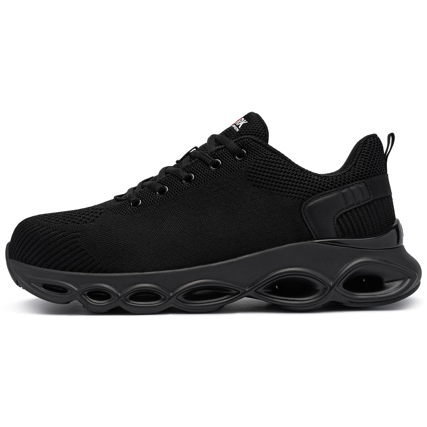 LARNMERN Steel Toe Work Shoes for Men & Women - Lightweight Safety Sneakers with Cushioning, Breathable & Comfortable for Construction, Warehouse & Outdoor Jobs (8.5, Pure Black)