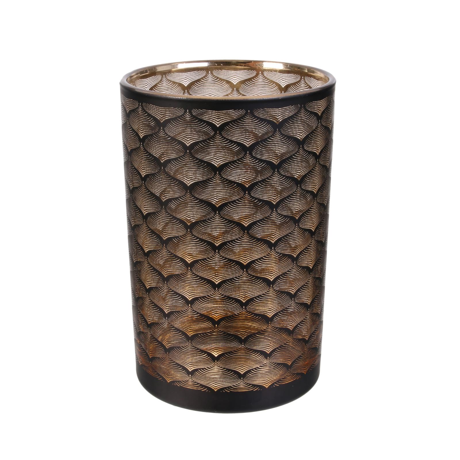 HD9026 Aster Decorative Glass Vase - 20cm Black & Copper Modern Home Decor (12x12x20cm) - Perfect for Centerpieces, Wedding Decor & Living Room Accents