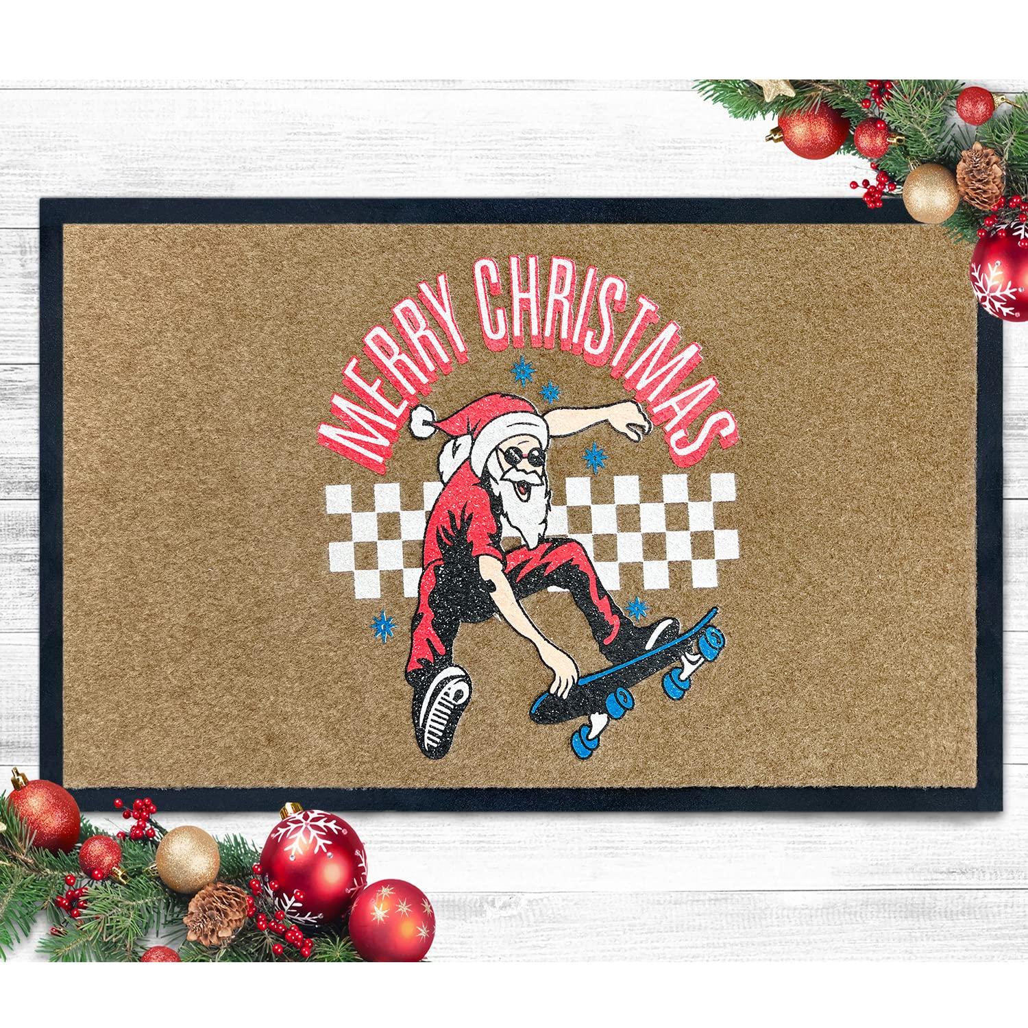 AAZZKANG Merry Christmas Non-Slip Doormat - Holiday Welcome Mat for Front Door, Entryway, Porch, Patio & Garden - Perfect for Indoor/Outdoor Holiday Decorations & Festive Home Greetings