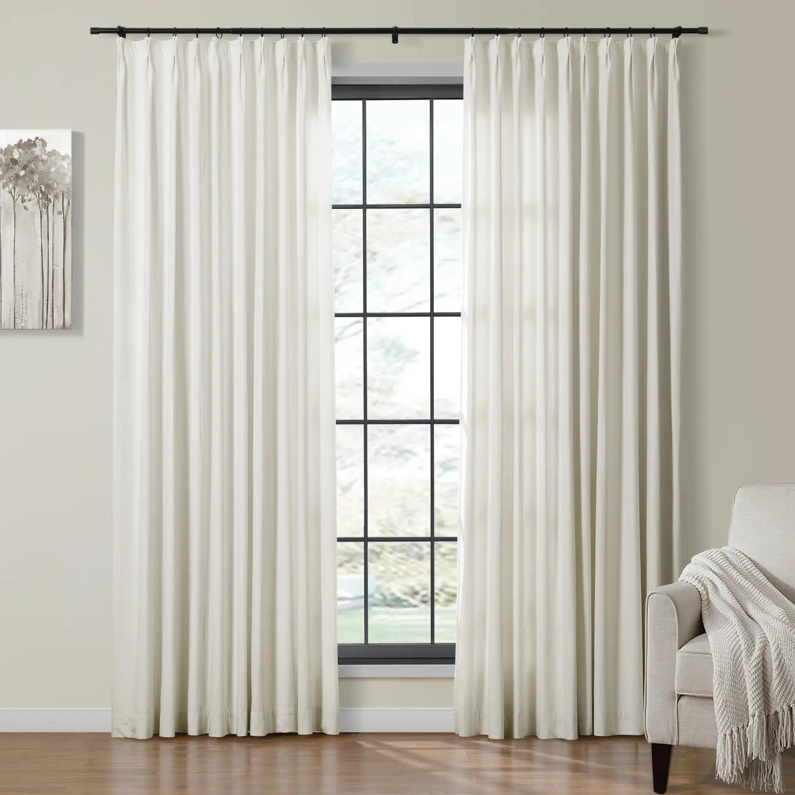 Luxury Velvet Pinch Pleat Thermal Blackout Curtains - Insulated Drapes for Bedroom & Living Room - Noise Reducing & Energy Efficient Window Treatments