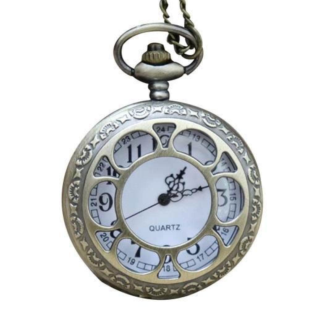 Vintage Bronze Pocket Watch with Chain - Roman Numerals Quartz Timepiece for Men & Women - Perfect for Steampunk Costumes, Wedding Gifts & Antique Collectors