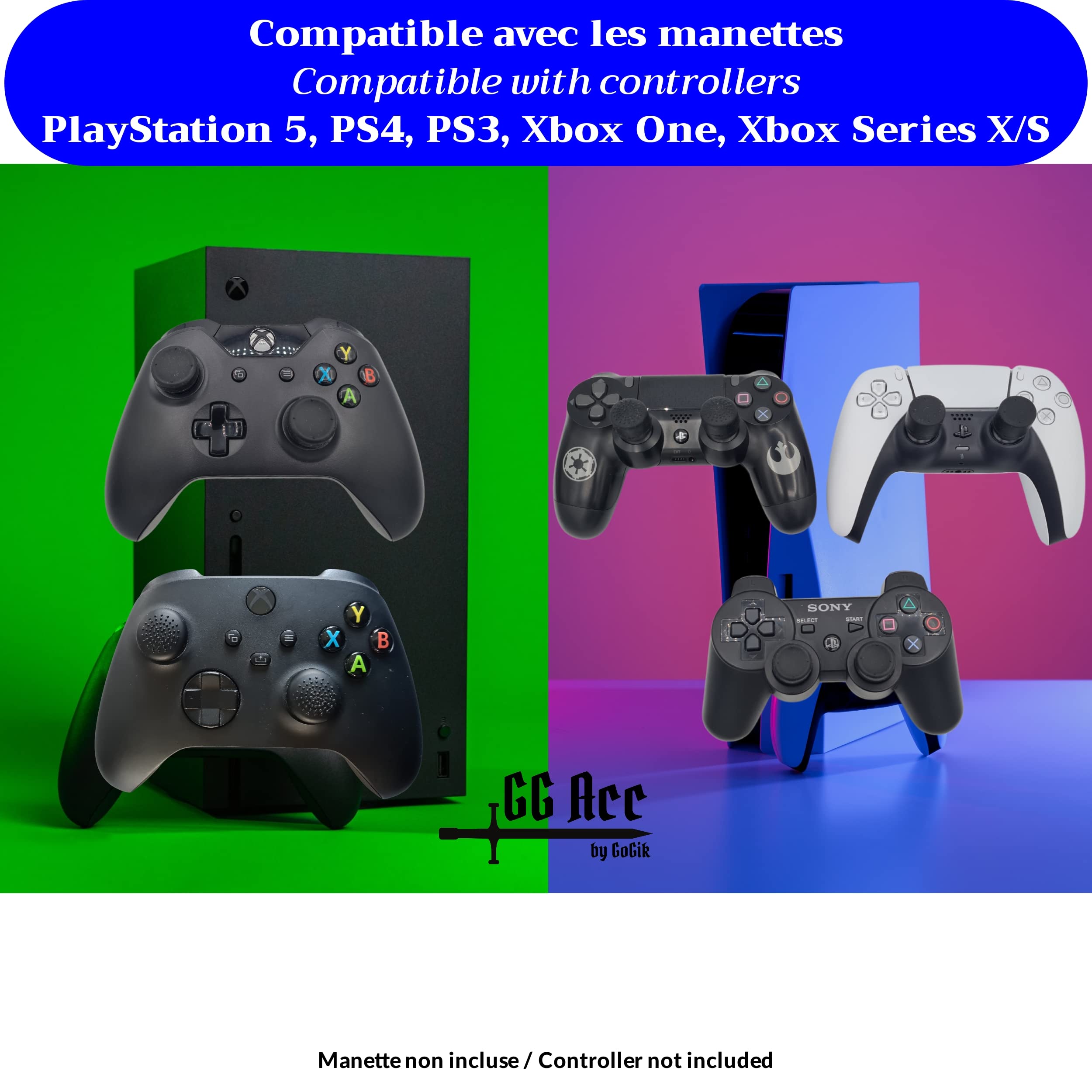8-Pack Black Thumb Grip Caps for PS5, PS4, PS3, Xbox One, Xbox Series X/S & Nintendo Switch Pro Controllers - Silicone Joystick Covers (4 Pairs, 2 Height Options) - Improve Gaming Comfort & Grip for Long Sessions