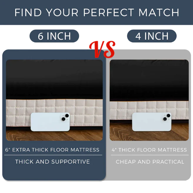 MAXYOYO Padded Japanese Floor Mattress - Black Foldable Roll Up Futon for Bedroom, Guest Room & Travel | Comfortable Floor Sleeping Mat for Adults & Kids