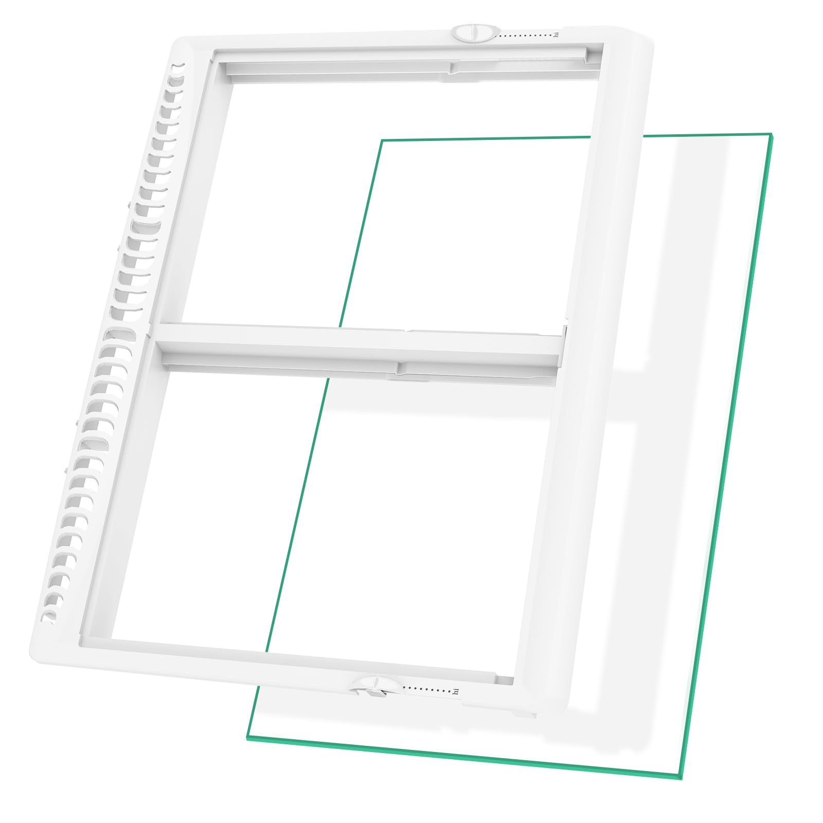UPGRADED Refrigerator Crisper Drawer Cover with Glass Replacement - Compatible with Frigidaire & Kenmore Fridge Models (240364787 & 240350608) - Durable Fridge Crisper Pan Drawer Cover for Fresh Food Storage & Organization