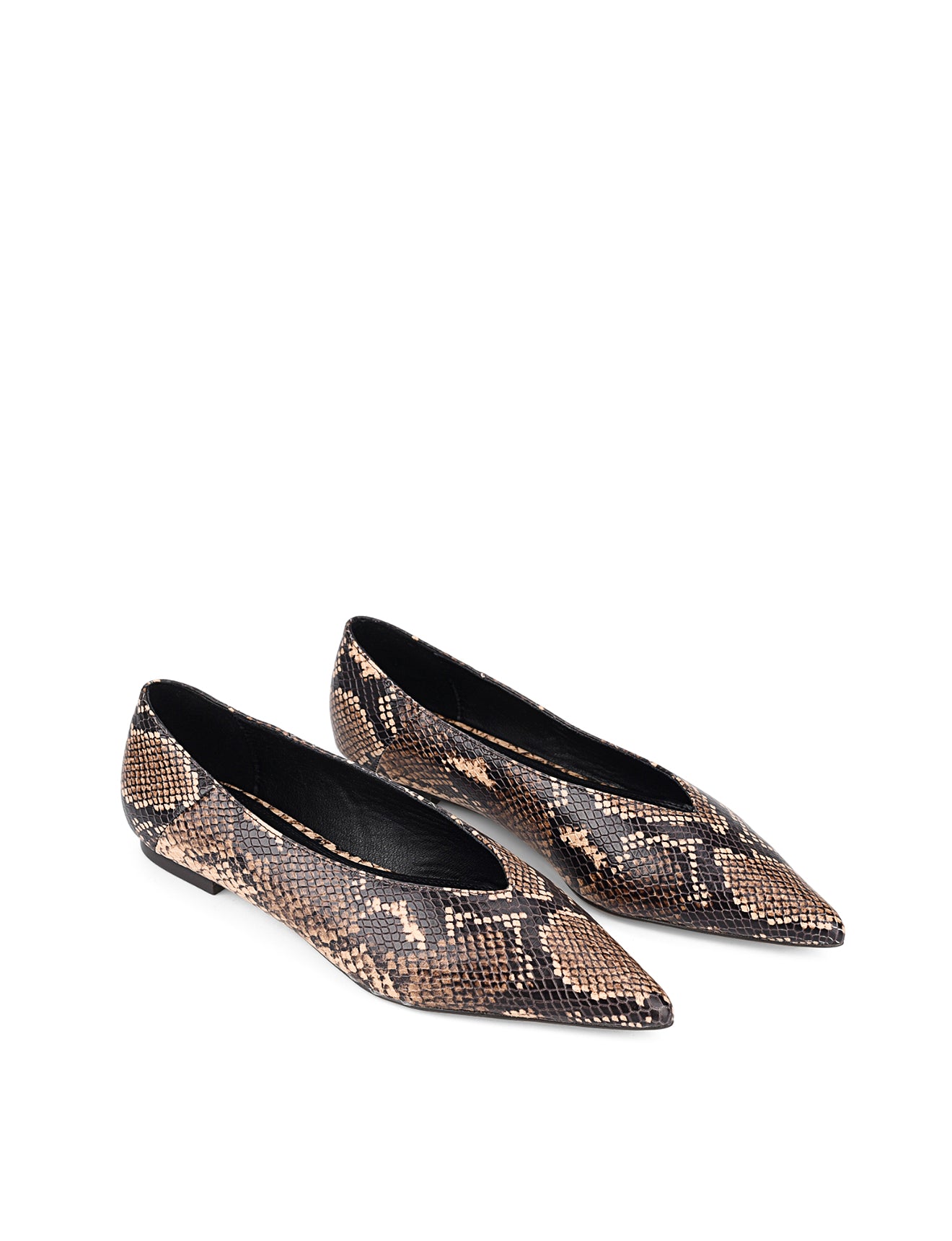 Locke Flat Pumps for Women - Brown Snake Leather Loafers | Comfortable Slip-On Shoes for Office, Casual & Travel