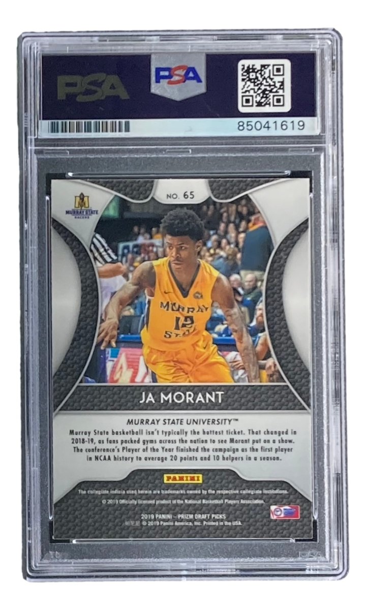 Authentic Ja Morant Signed 2019 Panini Prizm #65 Memphis Grizzlies Rookie Card - PSA/DNA Certified - Perfect for NBA Memorabilia Collections & Sports Fan Gifts