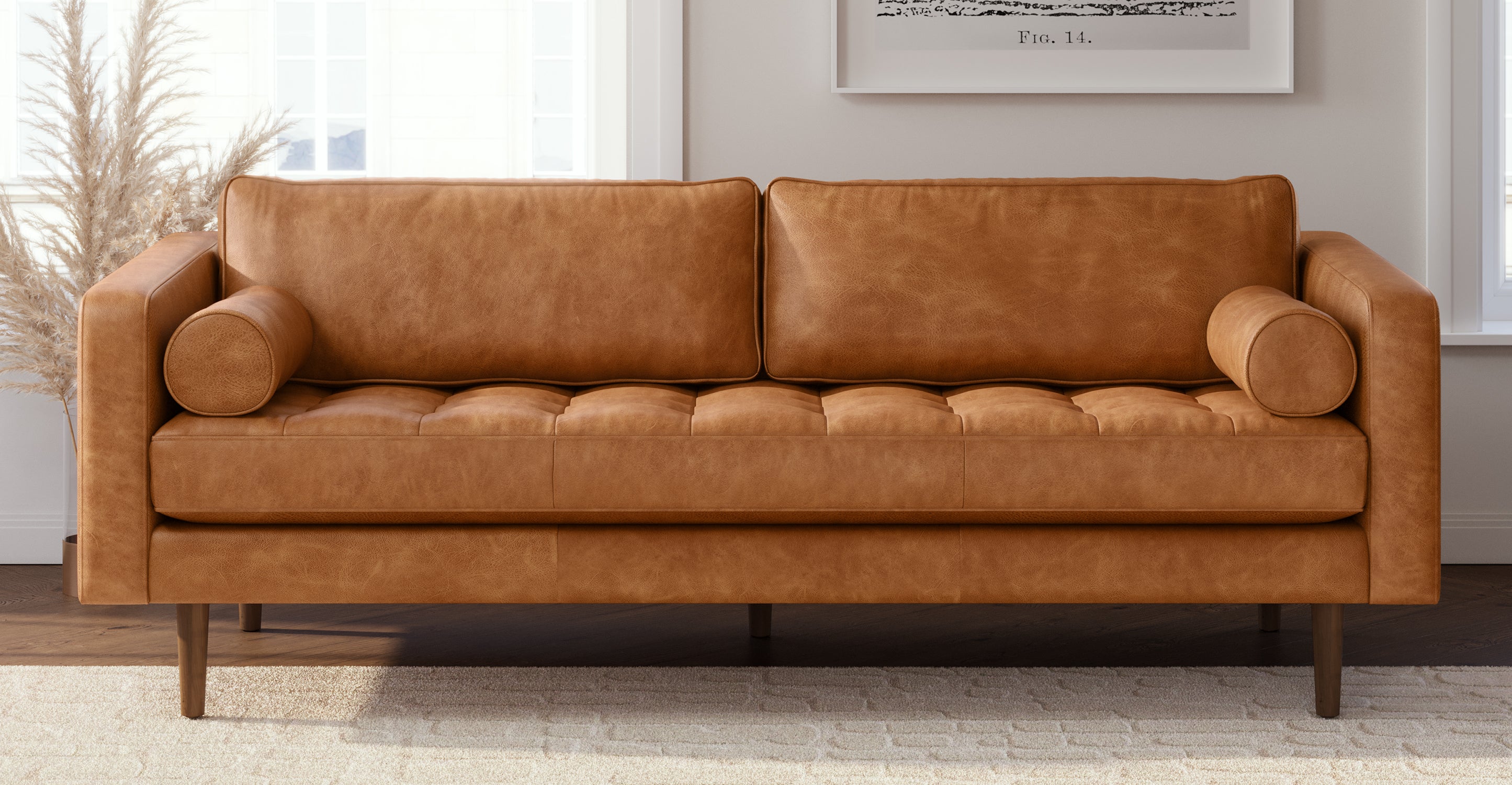 Premium Napa Leather Sofa - Modern Luxury Living Room Furniture for Home & Office - Perfect for Relaxing, Entertaining & Stylish Decor