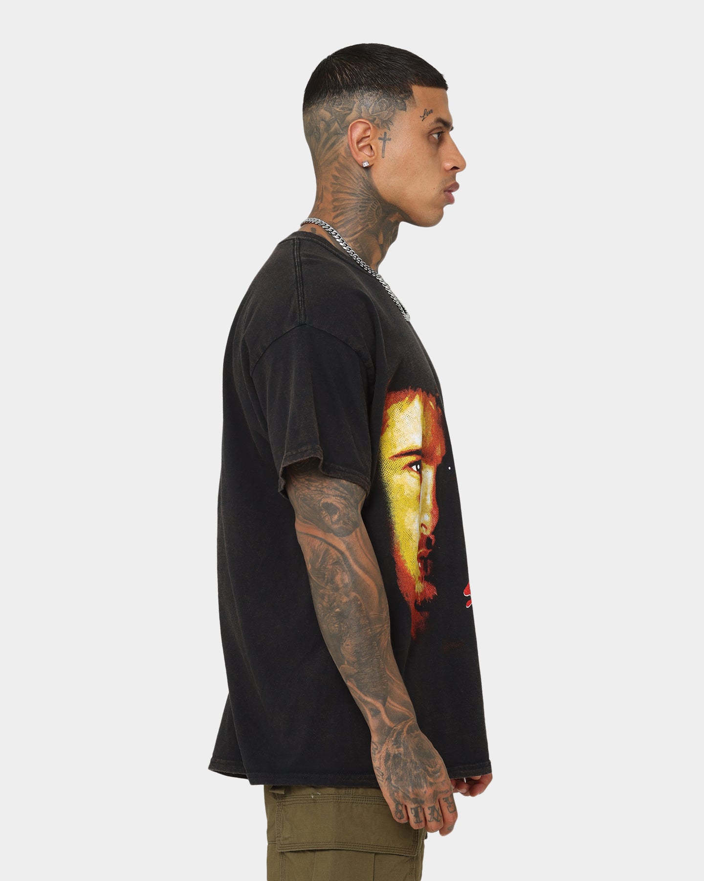 Vintage Seven Seven Graphic T-Shirt - Black Wash Distressed Cotton Tee for Men & Women | Retro Streetwear, Casual Outfit, Unisex Fashion