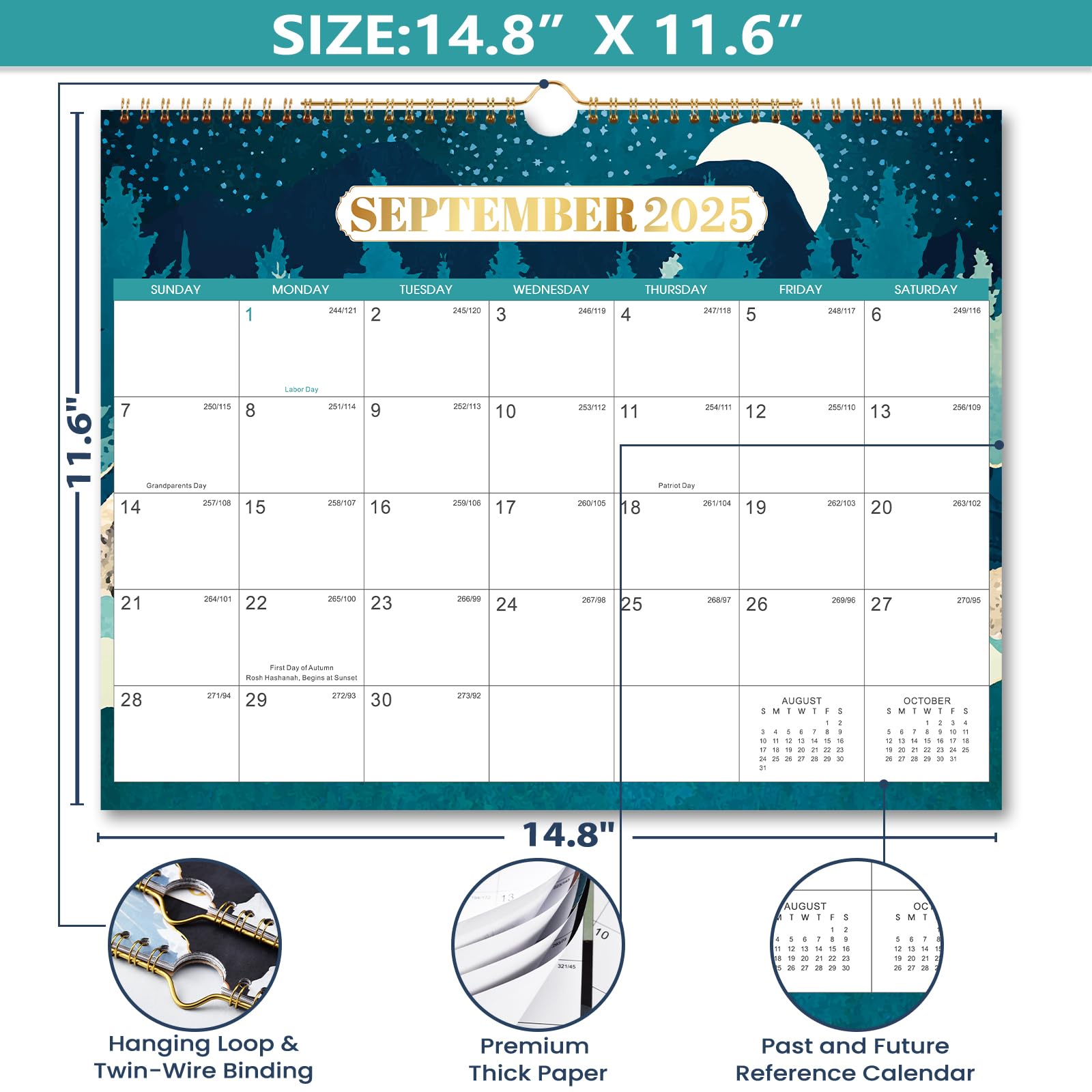2025-2026 Spiral Bound Wall Calendar | 18 Months (July 2025 - December 2026) | Large 14.8