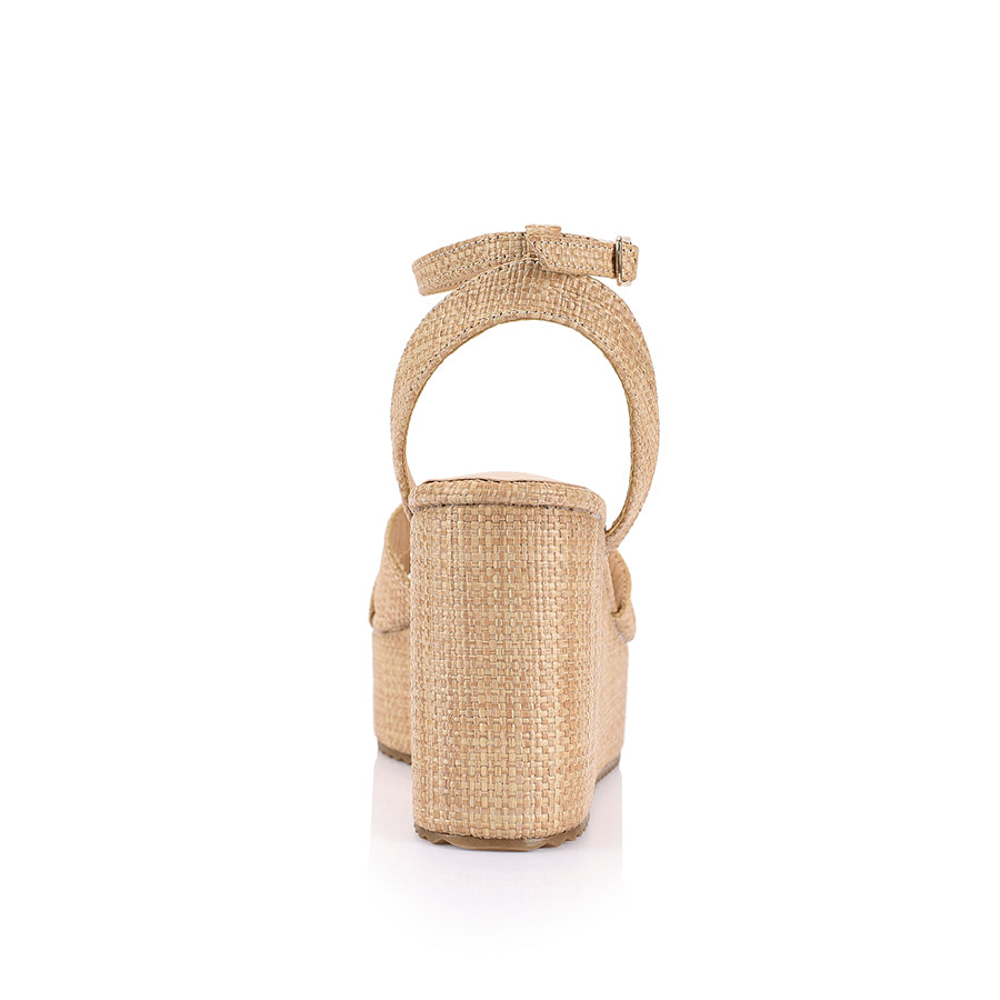 Callie Rope Wedges Women's Sandals - Natural Raffia Espadrille Platform Heels for Summer Beach Vacation & Boho Outfits
