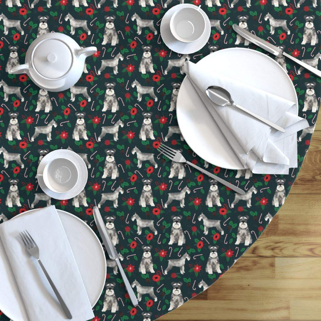 Custom Schnauzer Christmas Dogs Print Cotton Sateen Tablecloth - 70