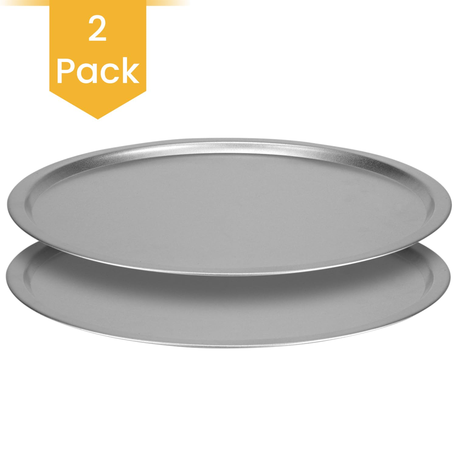 DecorRack 13 Inch Non-Stick Alloy Steel Pizza Pan - Round Baking Tray & Serving Tray for Oven, Stovetop & Grill (2 Pack) - Perfect for Homemade Pizza, Cookies & Party Appetizers