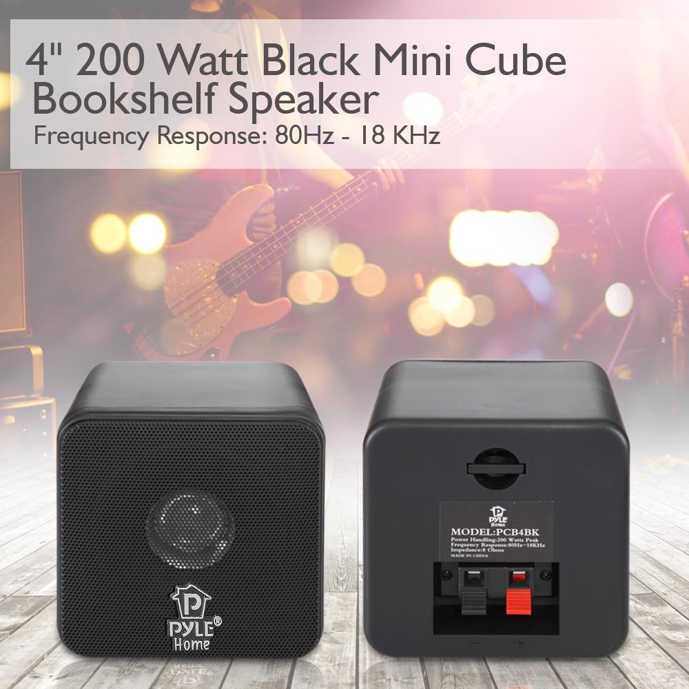 4'' Mini Cube Bookshelf Speakers - Compact Hi-Fi Stereo Sound for Home, Office & Gaming - Perfect for Small Spaces & Desktop Setups