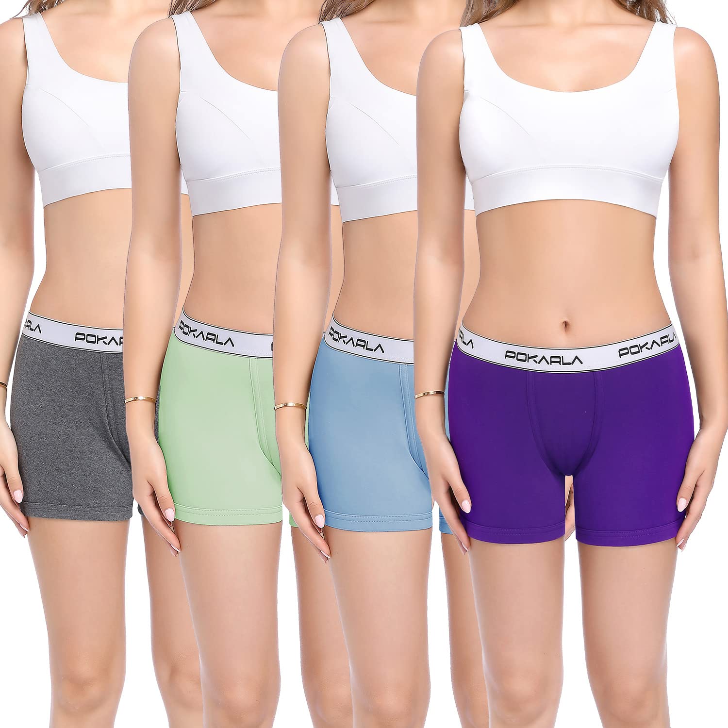 POKARLA Women's Cotton Boxer Briefs 4.5