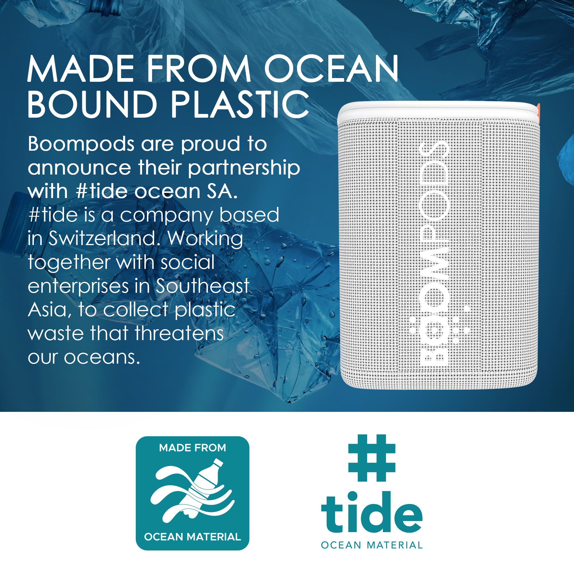 Boompods Beachboom Waterproof Bluetooth Speaker - Eco-Friendly Portable Wireless Speaker with Selfie Button, 5-Hour Battery & IPX7 Waterproof Rating, Perfect for Shower, Travel, Beach & Outdoor Adventures, Pink