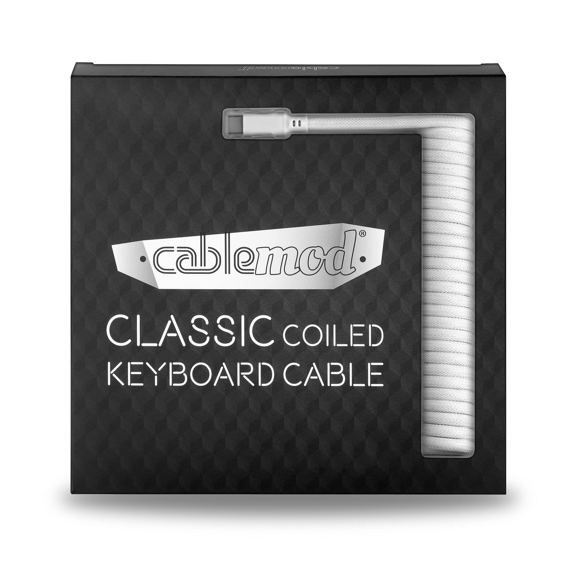 Premium Coiled USB-C to USB-A Keyboard Cable for Mechanical Keyboards - Glacier White | Compatible with CableMod | Perfect for Gaming, Typing & Office Work