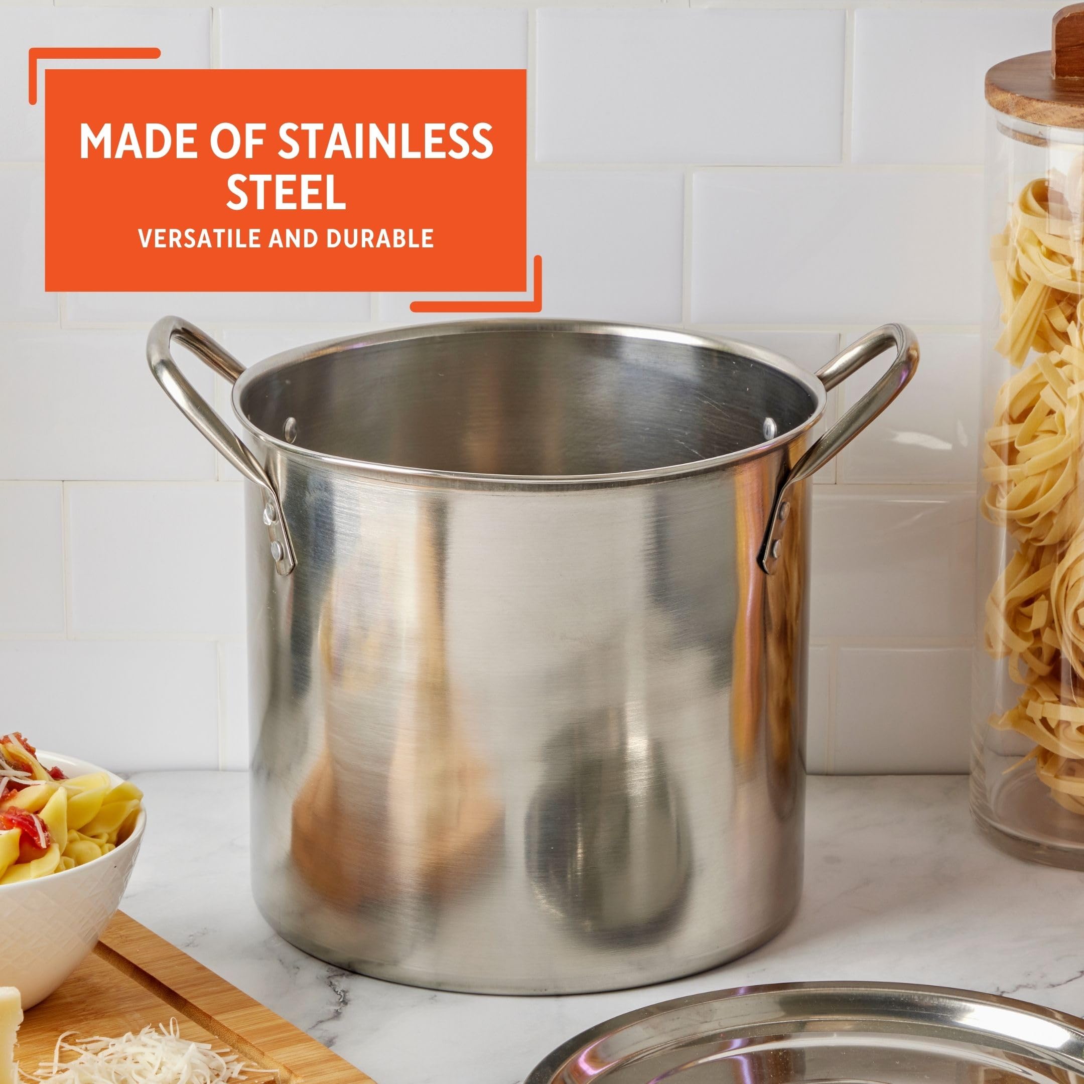 IMUSA USA 16-Quart Stainless Steel Stock Pot with Lid - Silver | Large Cooking Pot for Soups, Stews, Pasta & Canning | Commercial & Home Kitchen Use