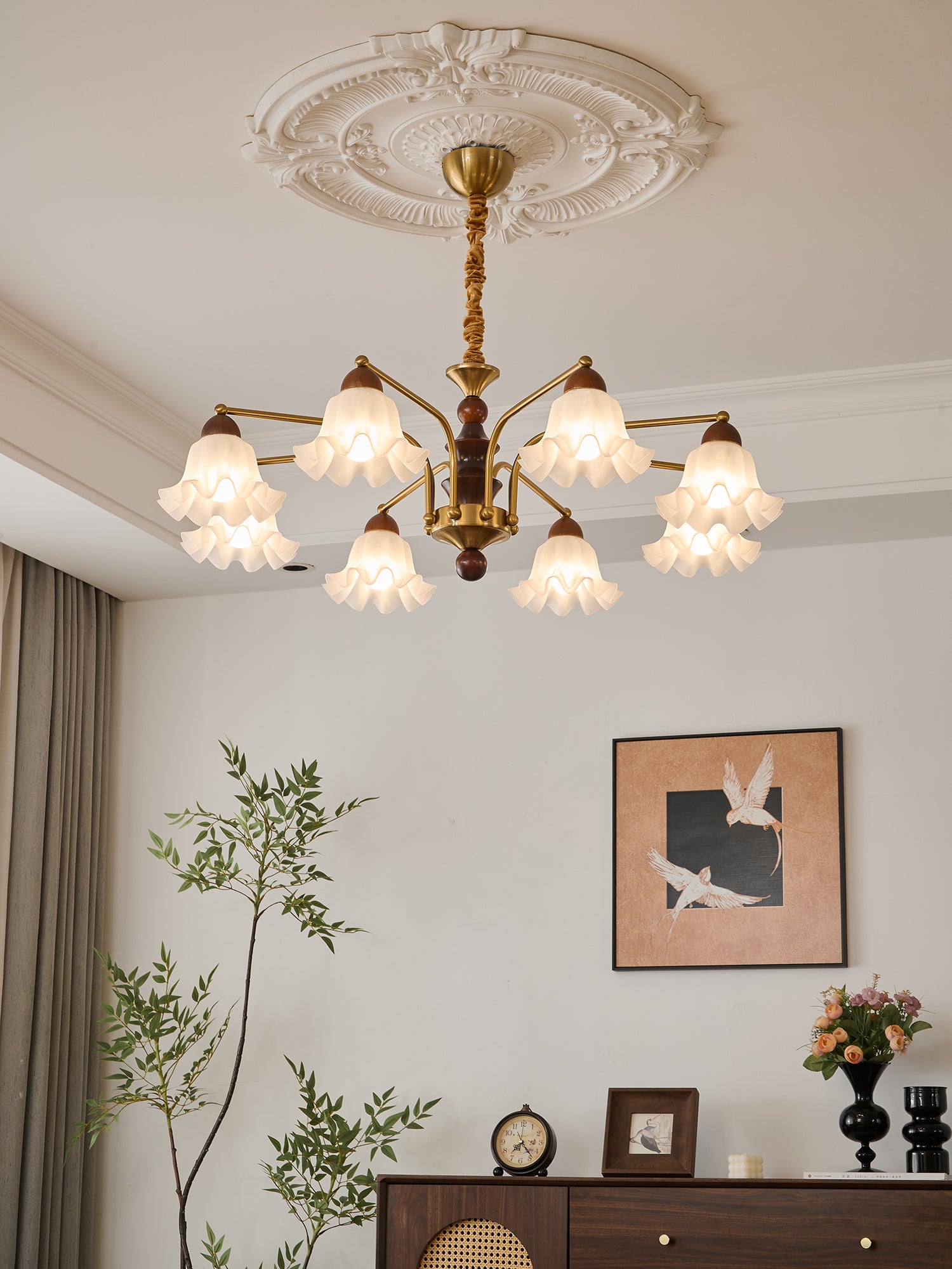 Dioris Crystal Chandelier - Elegant Modern Ceiling Light Fixture for Dining Room, Living Room & Bedroom | Energy Efficient LED Lighting | Perfect for Home Decor & Interior Design