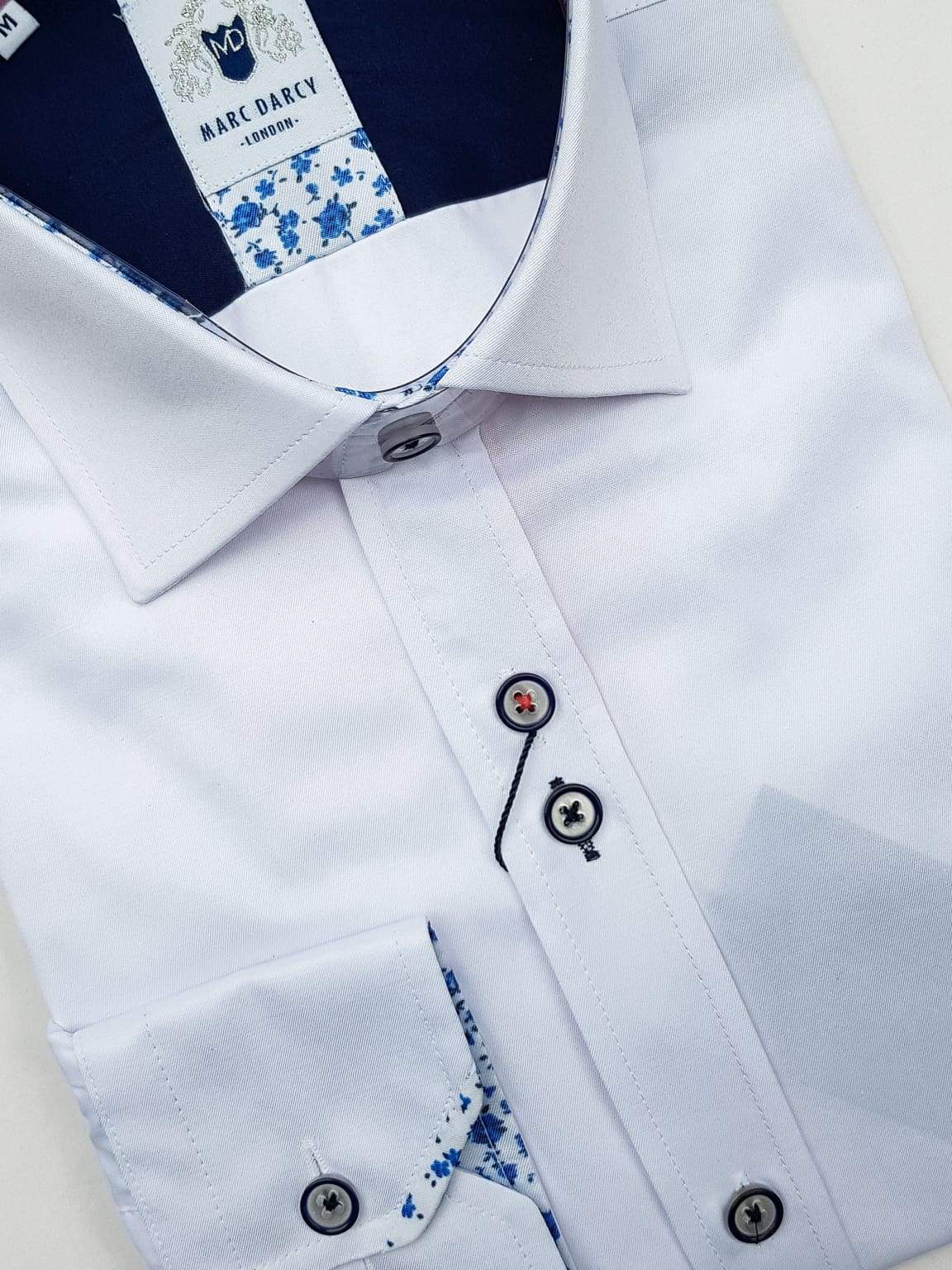 Marc Darcy Alfie White Long Sleeve Shirt for Men | Premium Cotton Formal Dress Shirt | Office Wear & Business Attire | Wedding & Special Occasion Outfit