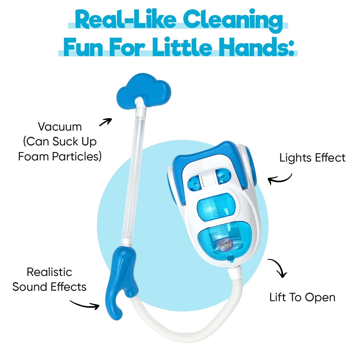 Misco Toys Kids Vacuum Cleaner - Realistic Toy Handheld Vacuum with Sounds & Lights - Educational Cleaning Toy for Toddlers Ages 3 4 5 6 7 - Perfect Gift for Boys & Girls (Blue) - Fun Pretend Play for Home & Classroom Cleaning Activities