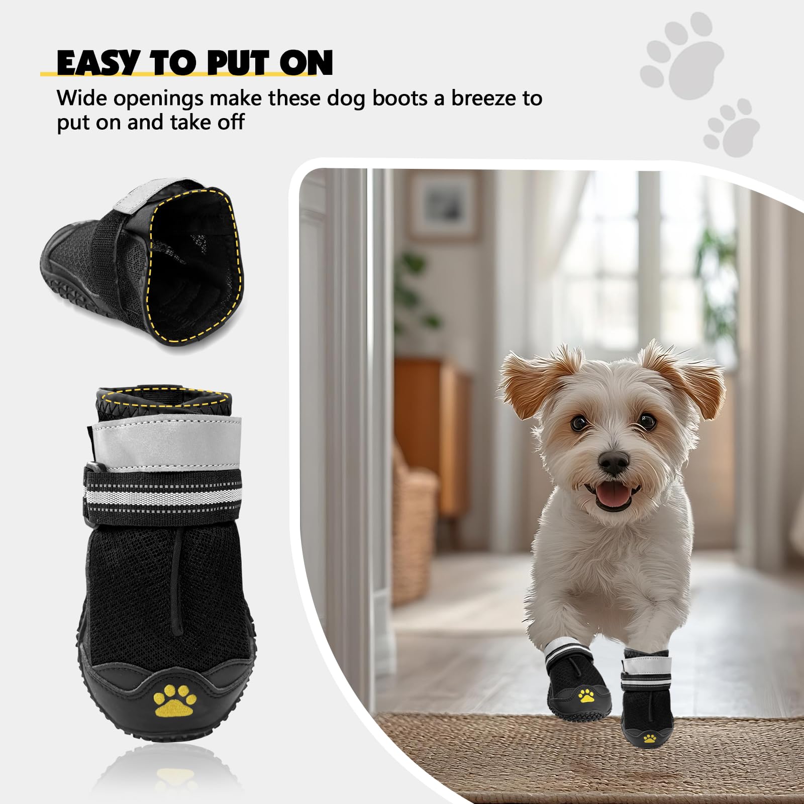 **Cupount Breathable Dog Boots for Hot Pavement - Small Dog Shoes for Hiking, Walking & Running - Paw Protectors for Outdoor Adventures (4 Pcs, Fits 10-19 lbs) - Perfect for Summer Walks & Rough Terrains**