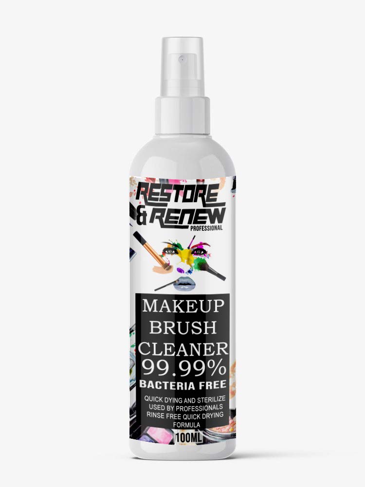 Professional Makeup Brush Quick Dry Cleaner & Sterilizing Liquid Spray - 100ml Instant Makeup Brush Cleaner for Sanitizing & Disinfecting - Perfect for Home, Salon, and Travel Use