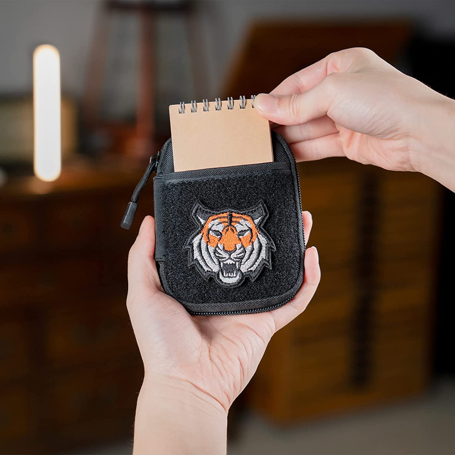 EDC Pouch Pocket Organizer - Small Nylon Tool Bag with Hook & Loop Panel, D-Ring Keychain - Compact Multitool Pouch for Everyday Carry (TK05-Black) - Perfect for Camping, Hiking & Outdoor Gear Organization