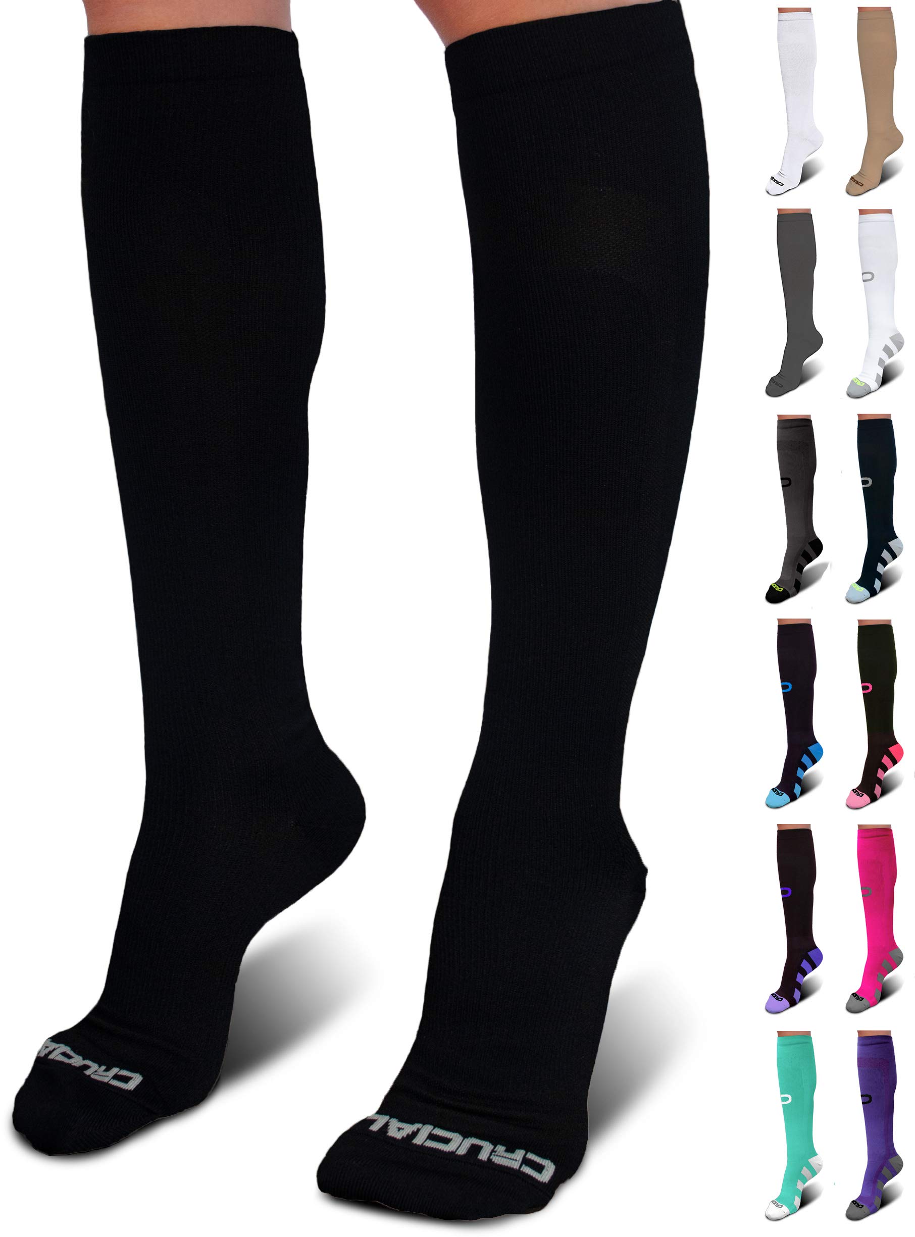 Best Crucial Compression Socks for Men & Women (20-30mmHg) - Running, Athletic, Travel & Work Support - Improve Circulation & Reduce Swelling for Nurses, Athletes & Travelers