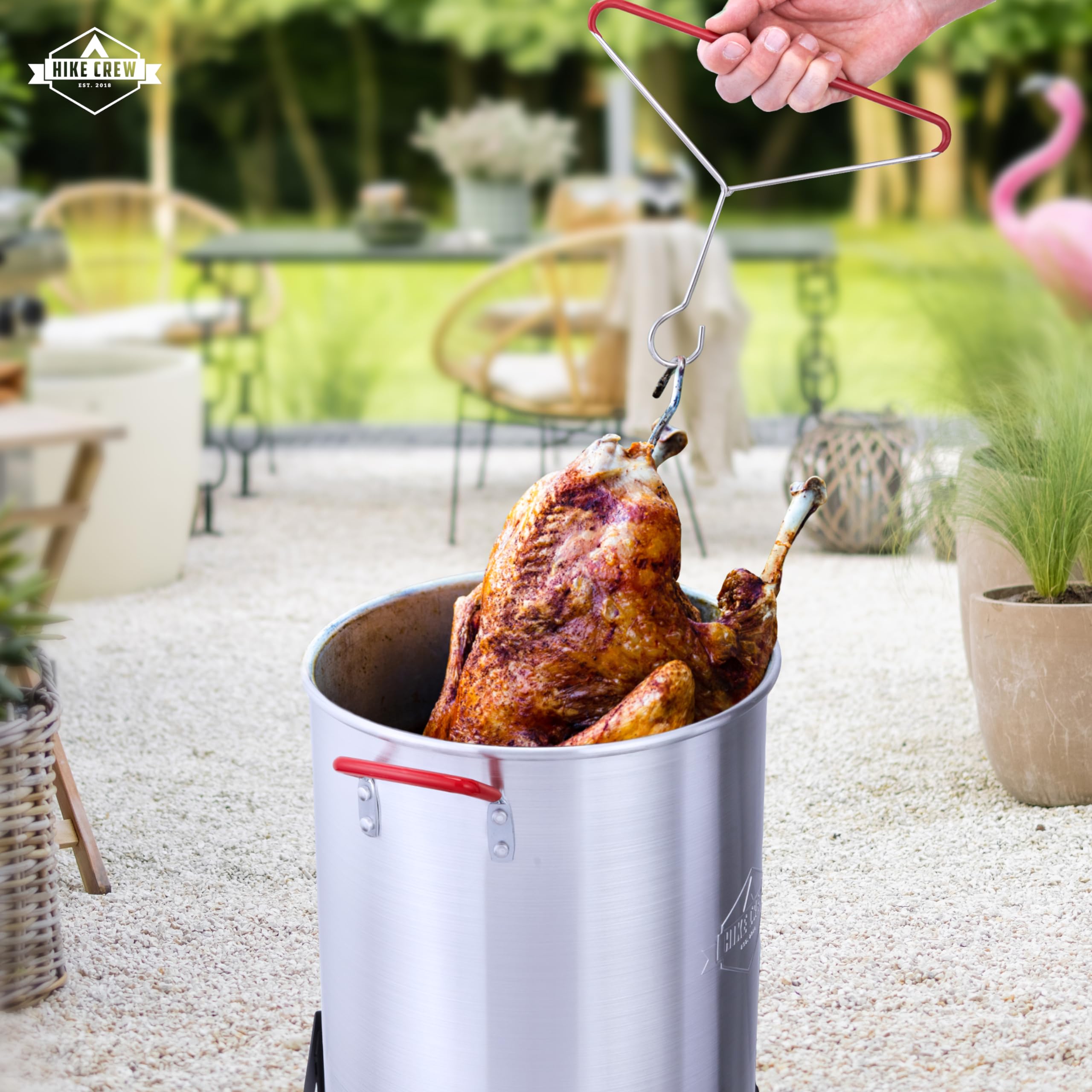 Hike Crew 50,000 BTU Outdoor Propane Turkey Fryer Kit with Igniter & Stainless Steel Funnel - Complete Set Includes 30qt & 10qt Pots, Strainer Baskets, 12