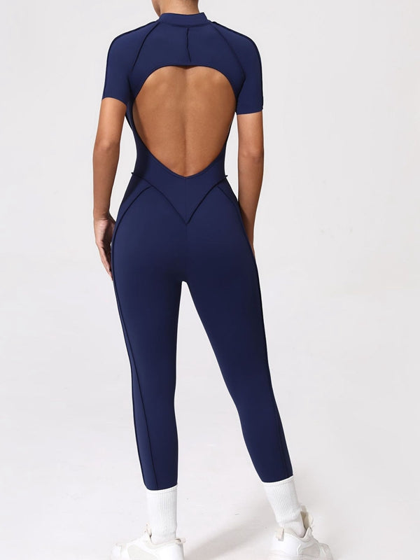 ZASUWA Women's Sexy Backless Zipper Scrunch Bum Jumpsuit - Stretchy Bodycon Romper for Clubwear, Night Out & Date Night