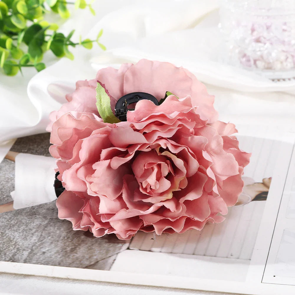 Haimeikang Large Flower Hair Clips for Women - Thick Hair Barrettes, Crab Claw Hairpins, Summer Fashion Hair Accessories for Weddings, Parties, and Everyday Wear