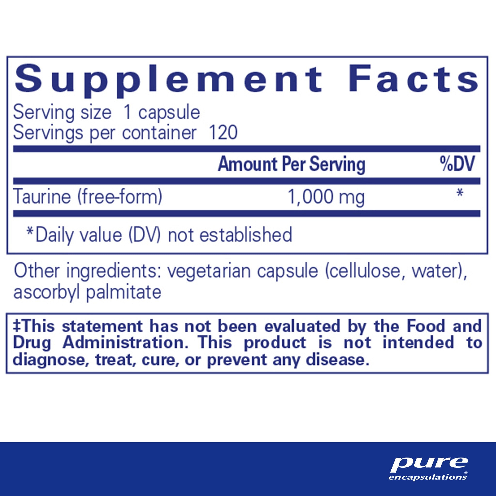 Pure Encapsulations Taurine 1000mg Supplement - Supports Heart Health, Energy & Exercise Performance - Vegan & Non-GMO Amino Acid for Athletes & Active Lifestyles